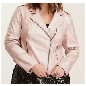 Torrid Rose Gold Metallic Faux Leather Moto Jacket